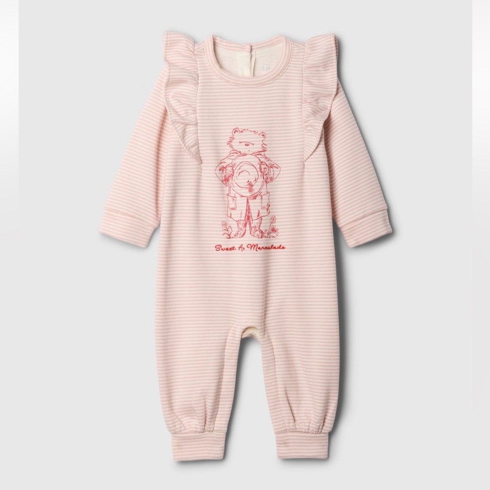 GAP Striped Pink Bear Bodysuit